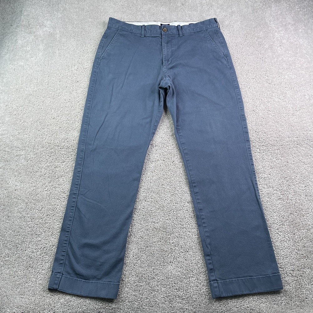 J Crew Pants Mens W33 L30 Blue Straight Fit Flex Cotton Stretch Chino Casual